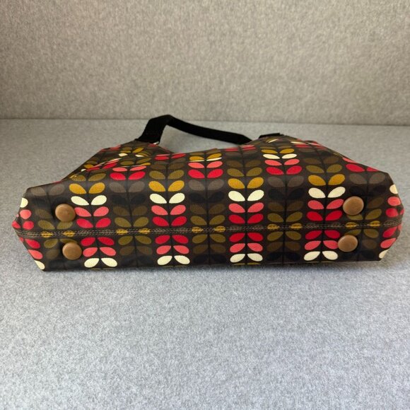 ORLA KIELY Multicolored Brown Pink Stem Print Laminate Canvas Handbag Tote Purse - Picture 8 of 16